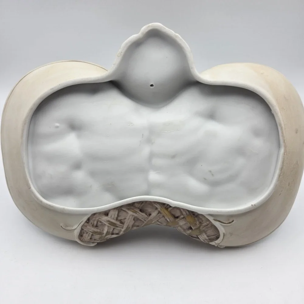 Vintage Baroque Porcelain Putti Centerpiece Planter With Cherubs Swans & Flowers